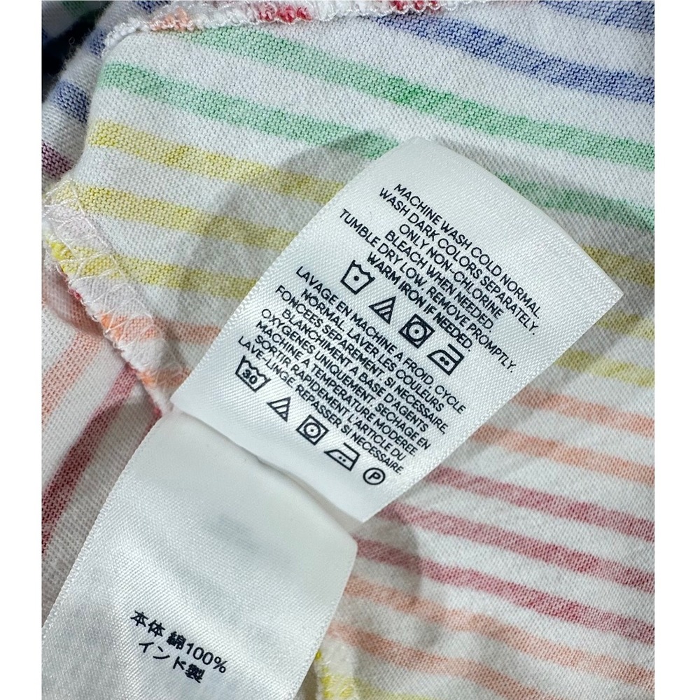 Lands End Shift Dress Plus Size 1X Sleeveless Rainbow‎ Stripe Notch Neck Pockets - Picture 4 of 8